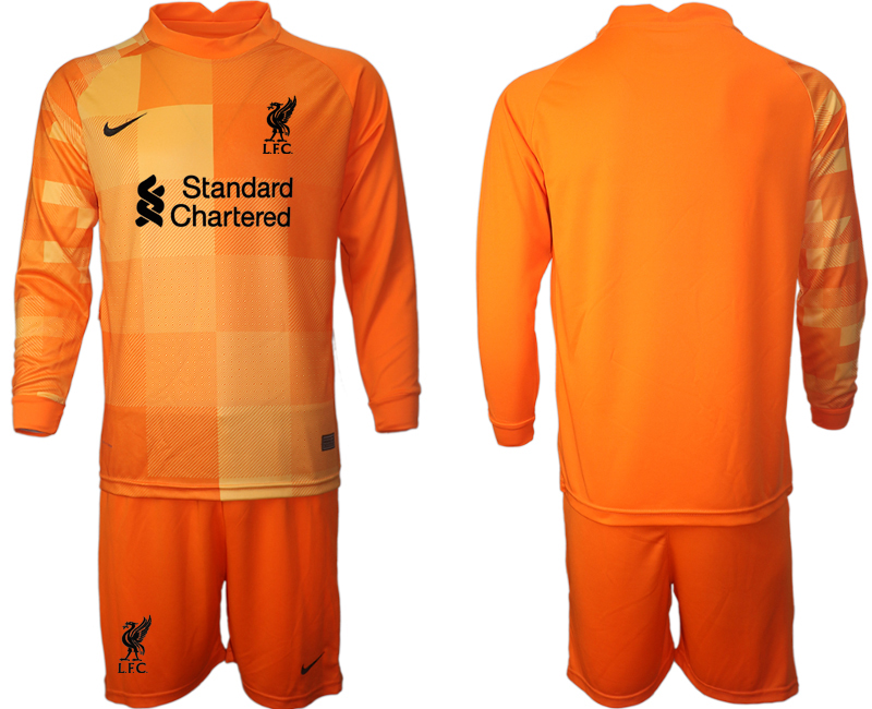 Men 2021-2022 Club Liverpool orange red goalkeeper Long Sleeve blank Soccer Jersey->manchester city jersey->Soccer Club Jersey